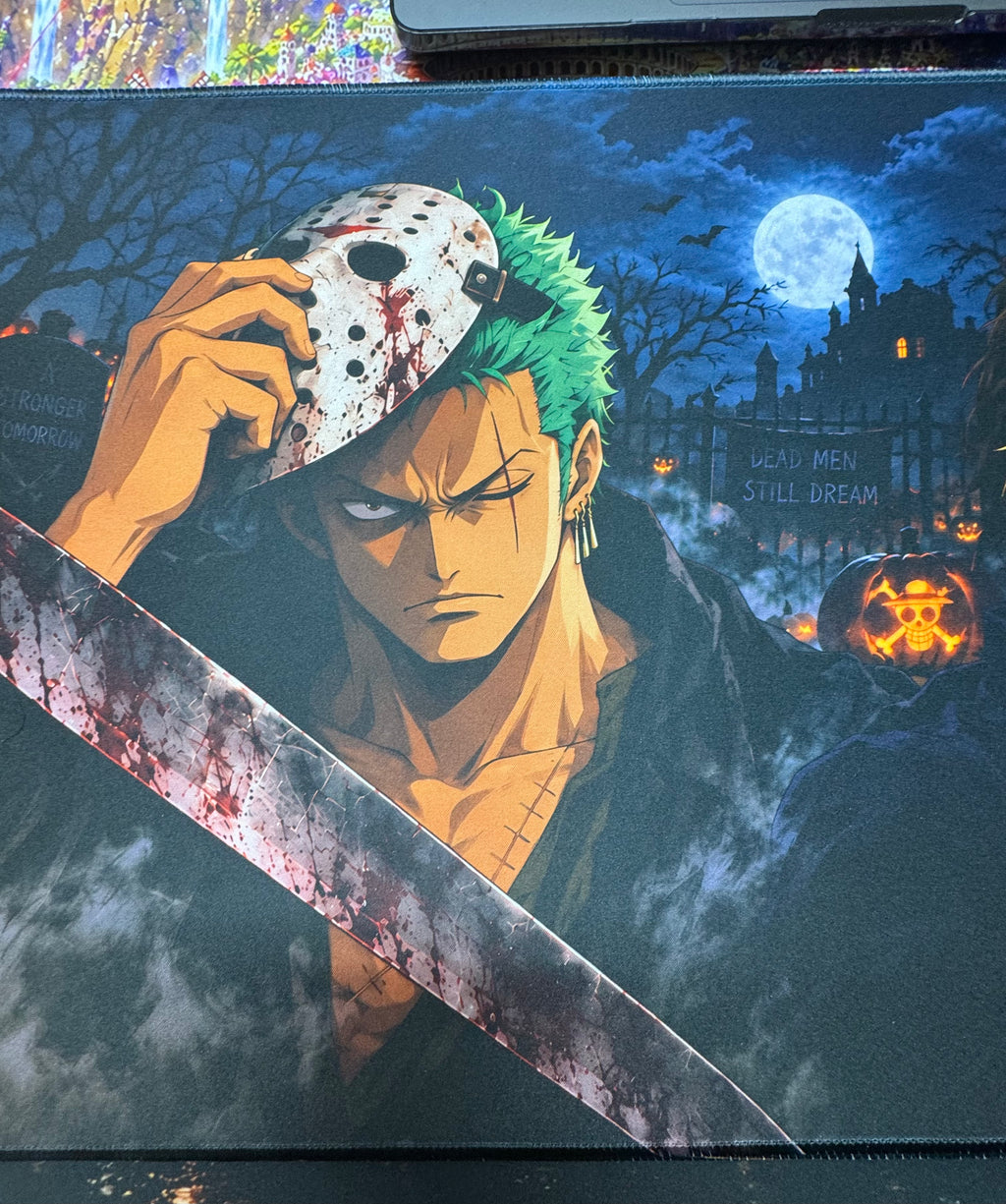Night of the Blades Halloween Anime Playmat 24x14 Stitched TCG Gaming Mat Horror Collector Edition