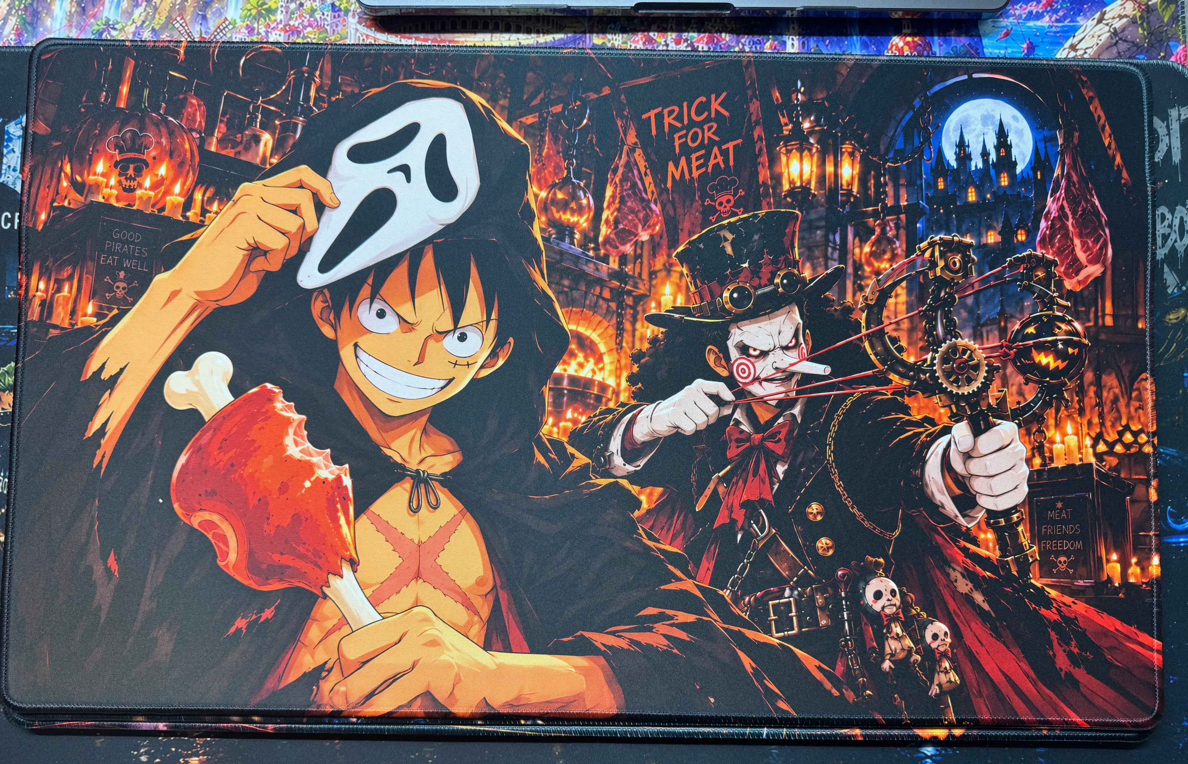 Midnight Mischief Halloween Anime Playmat 24x14 Stitched TCG Gaming Mat Collector Edition