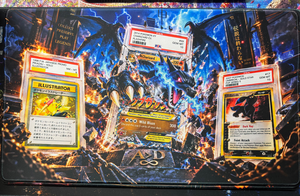Vault of Legends Trading Card Collector Playmat 24x14 Stitched TCG Gaming Desk Mat