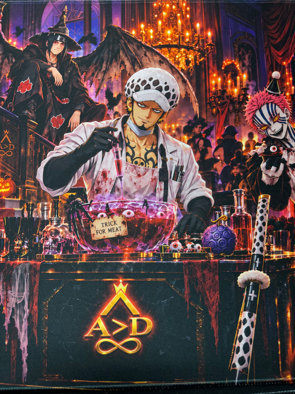 The Midnight Experiment Halloween Anime Crossover Playmat 24x14 Stitched TCG Gaming Mat