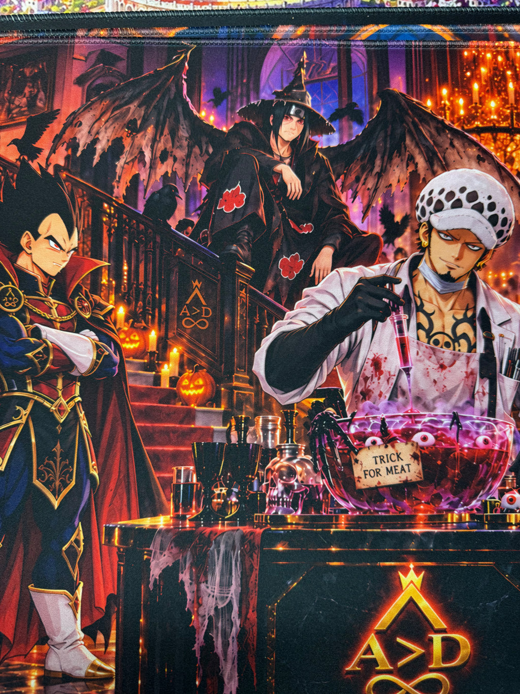 The Midnight Experiment Halloween Anime Crossover Playmat 24x14 Stitched TCG Gaming Mat