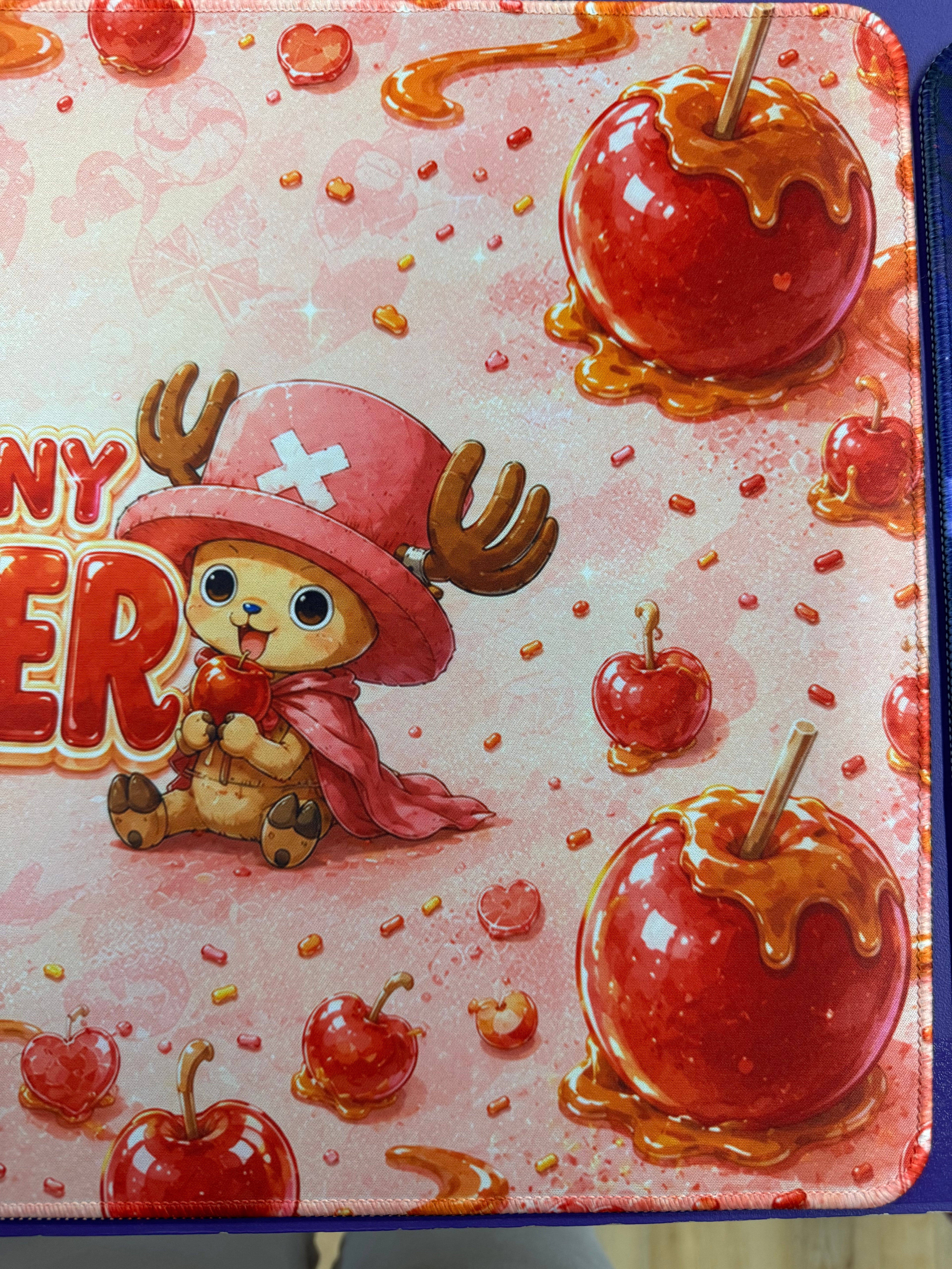 Sugar Rush Candy Apple Anime Playmat Pink Kawaii 24x14 Stitched TCG Gaming Mat