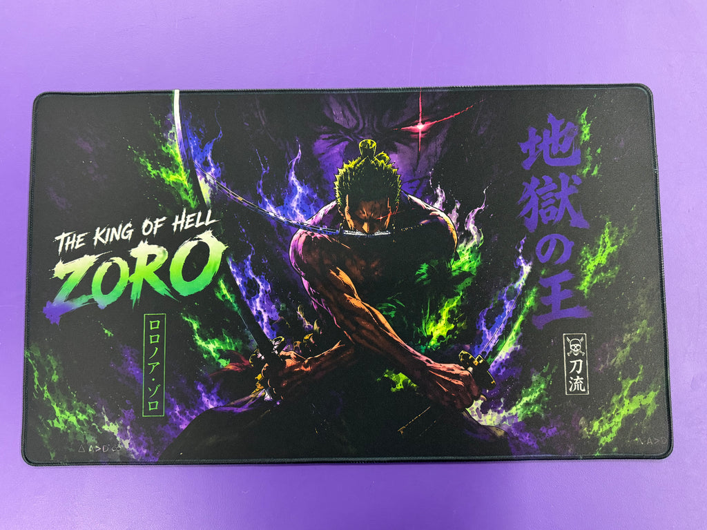 Z King of Hell Anime Playmat Three Sword Style 24x14 Stitched TCG Gaming Mat