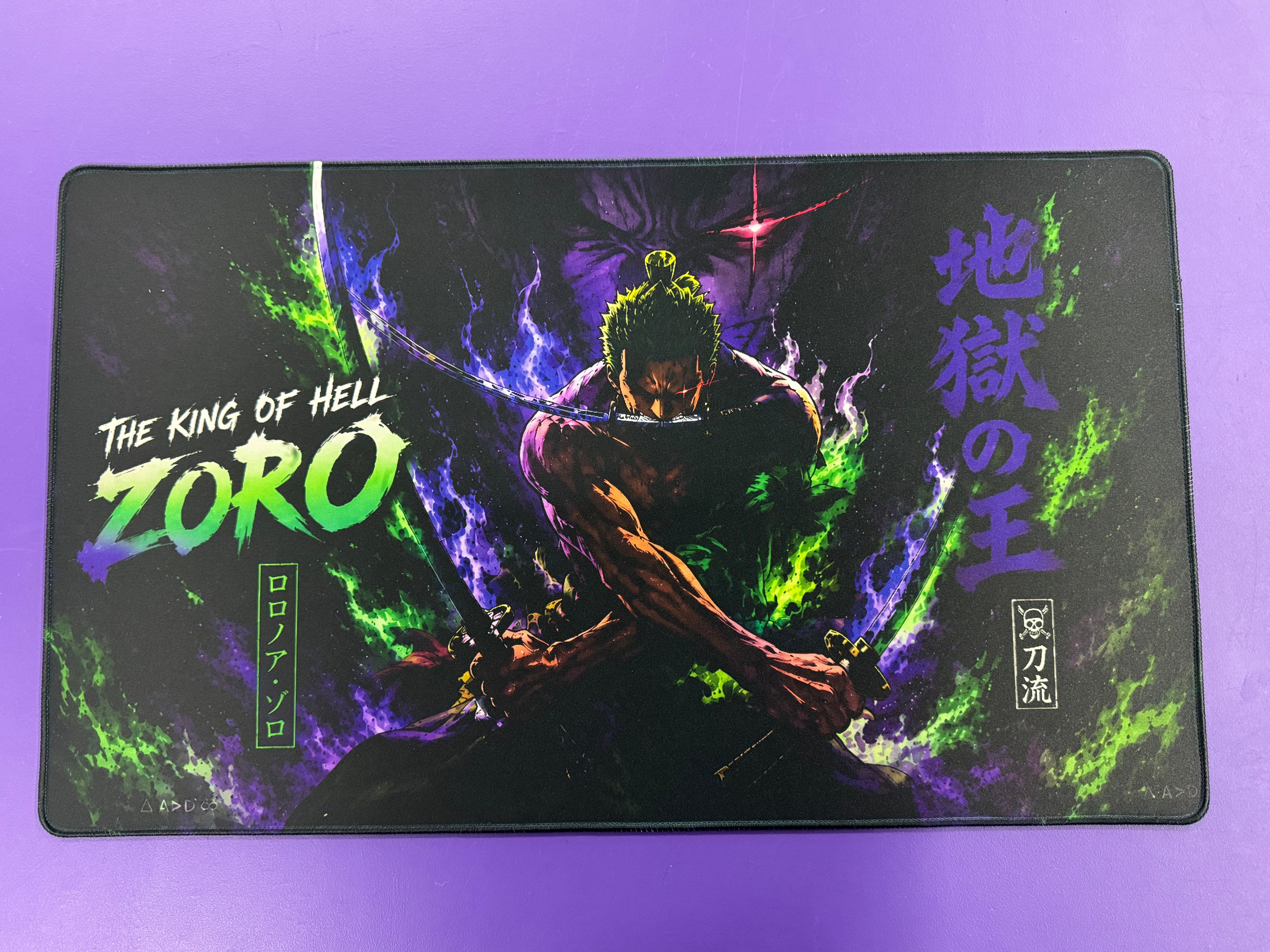 Z King of Hell Anime Playmat Three Sword Style 24x14 Stitched TCG Gaming Mat