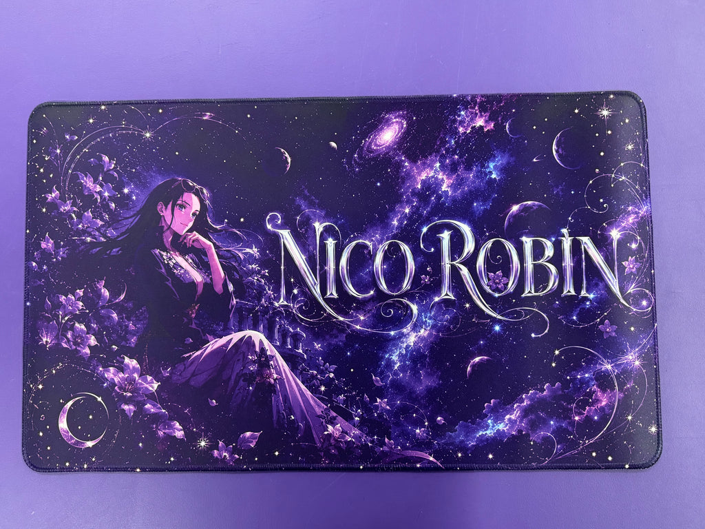 Celestial Elegance  Cosmic Anime Playmat Purple Galaxy 24x14 Stitched TCG Gaming Mat