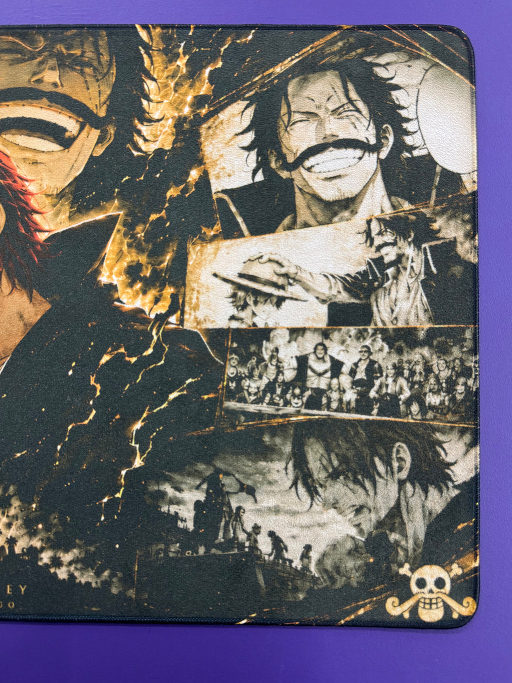 Red Haired Emperor God Valley Anime Micro Velvet Playmat Black Gold 24x14 Premium Stitched TCG Gaming Mat