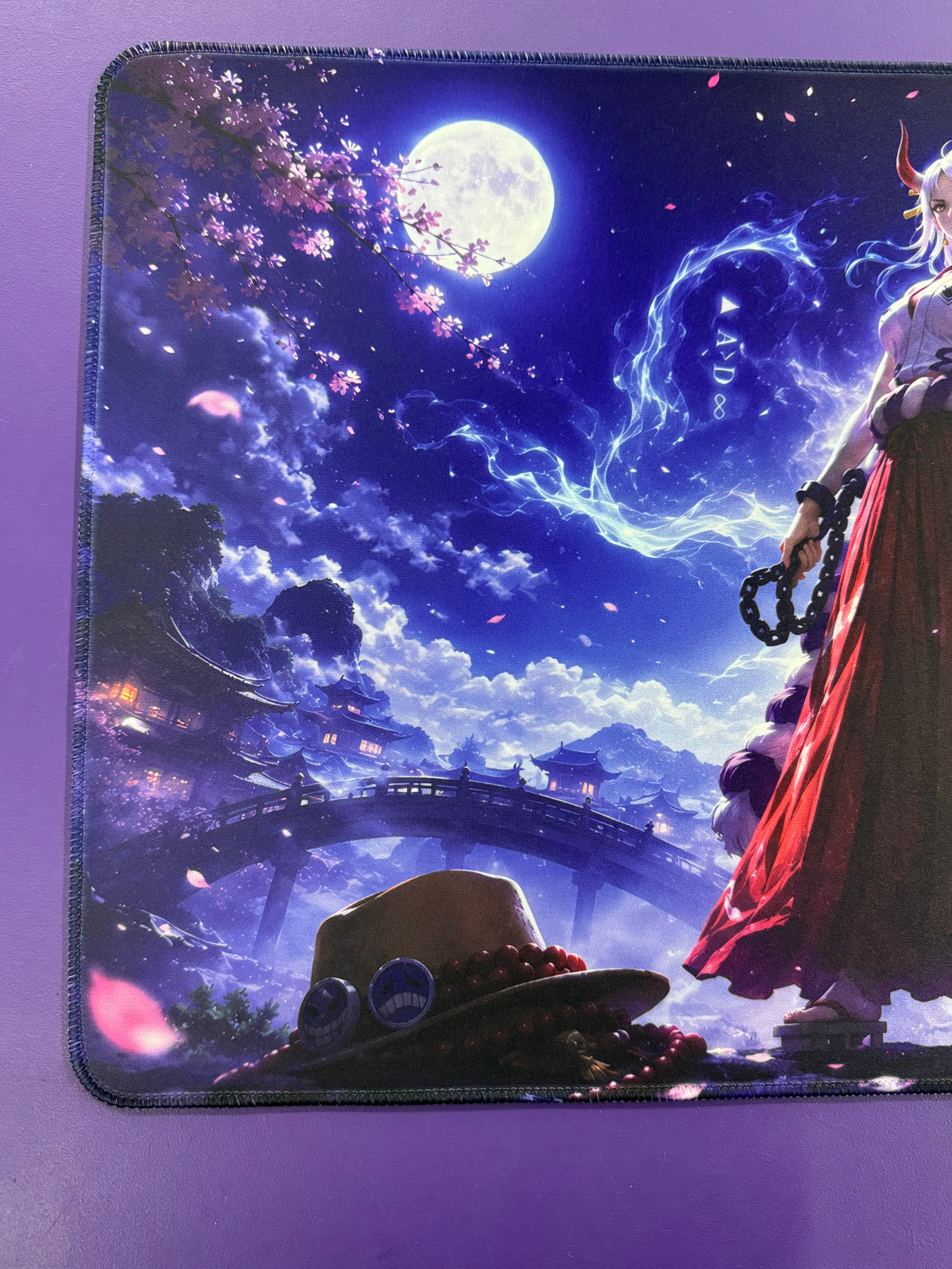 Spirit of Wano Moonlit Wolf Anime TCG Playmat Premium Stitched Gaming Mat Anime Gift for Boyfriend