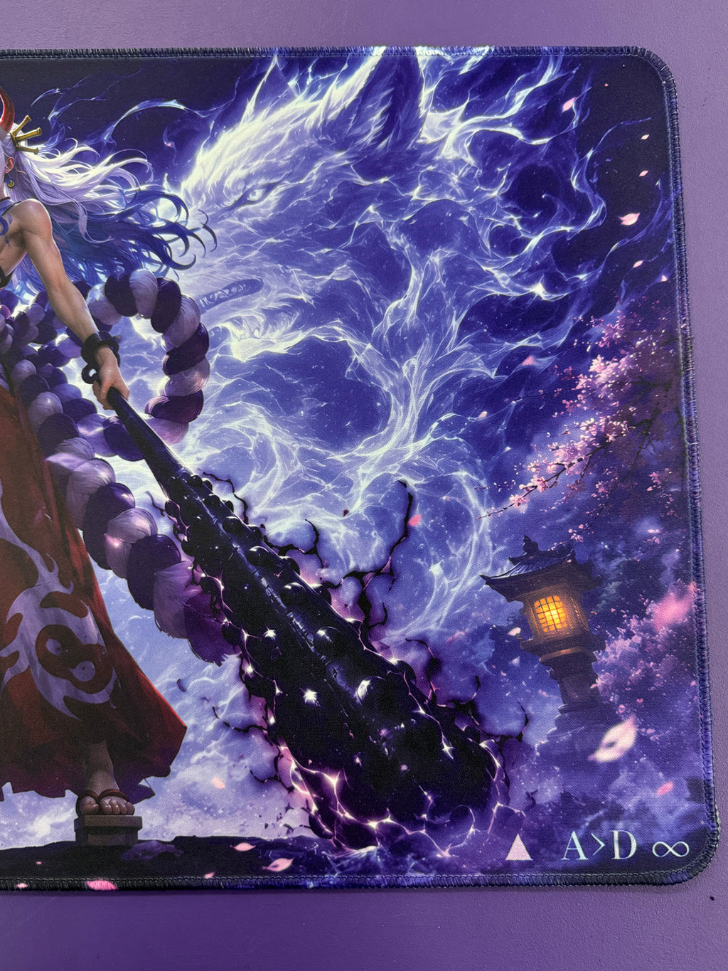 Spirit of Wano Moonlit Wolf Anime TCG Playmat Premium Stitched Gaming Mat Anime Gift for Boyfriend