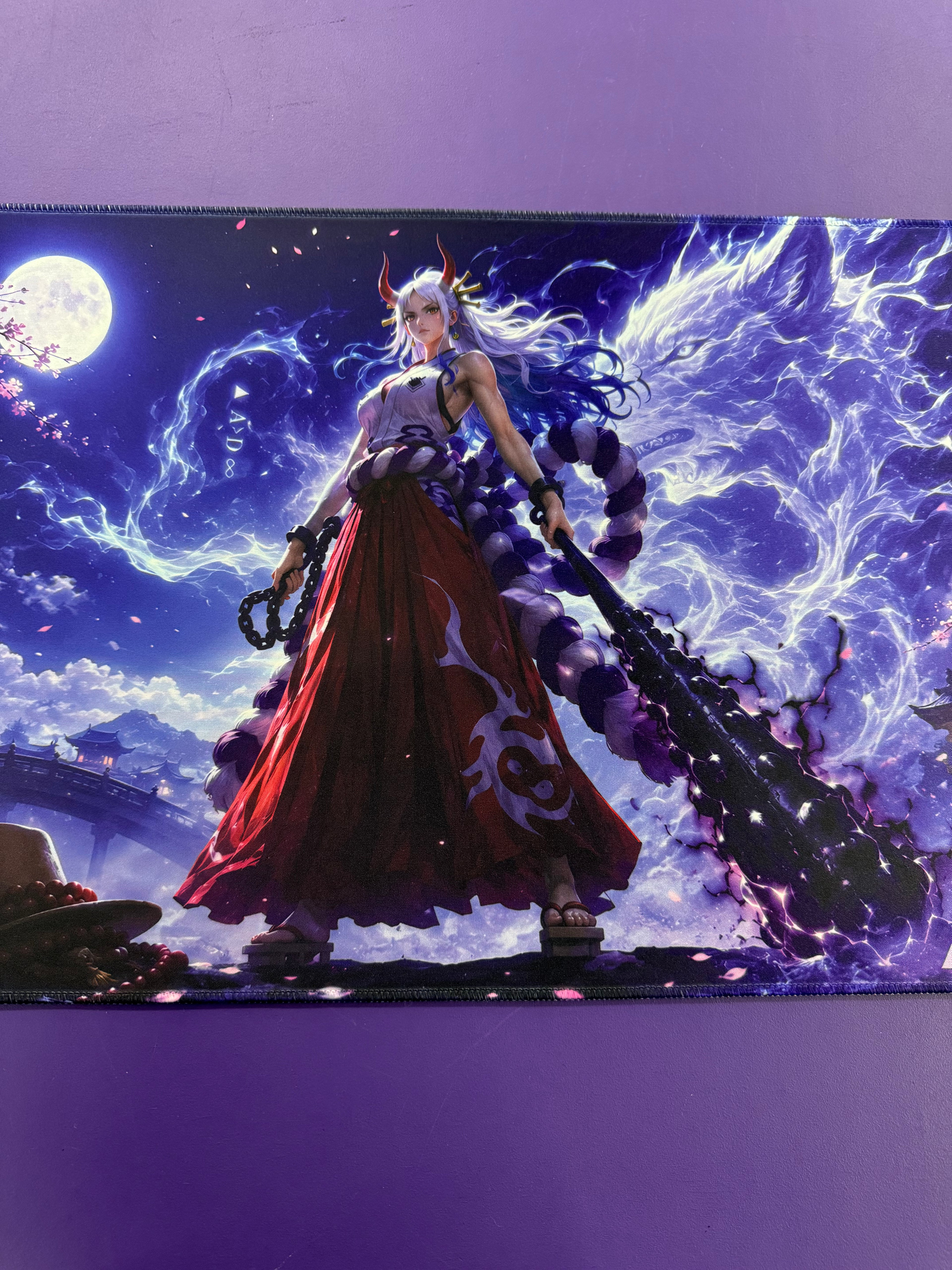 Spirit of Wano Moonlit Wolf Anime TCG Playmat Premium Stitched Gaming Mat Anime Gift for Boyfriend