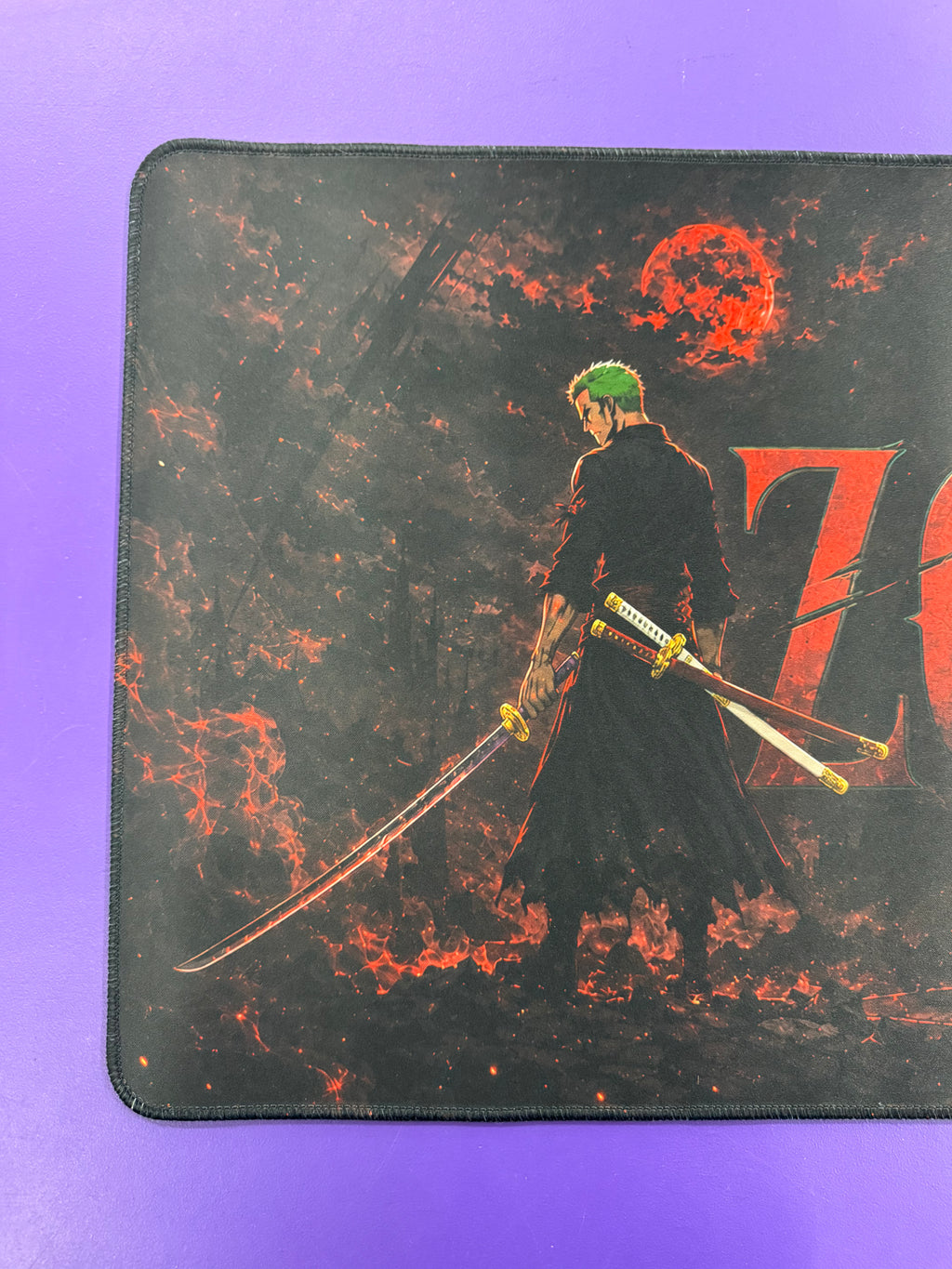 Crimson Moon Sword Master Anime Playmat Dark TCG Gaming Mat Stitched Desk Mat girl friend Gift