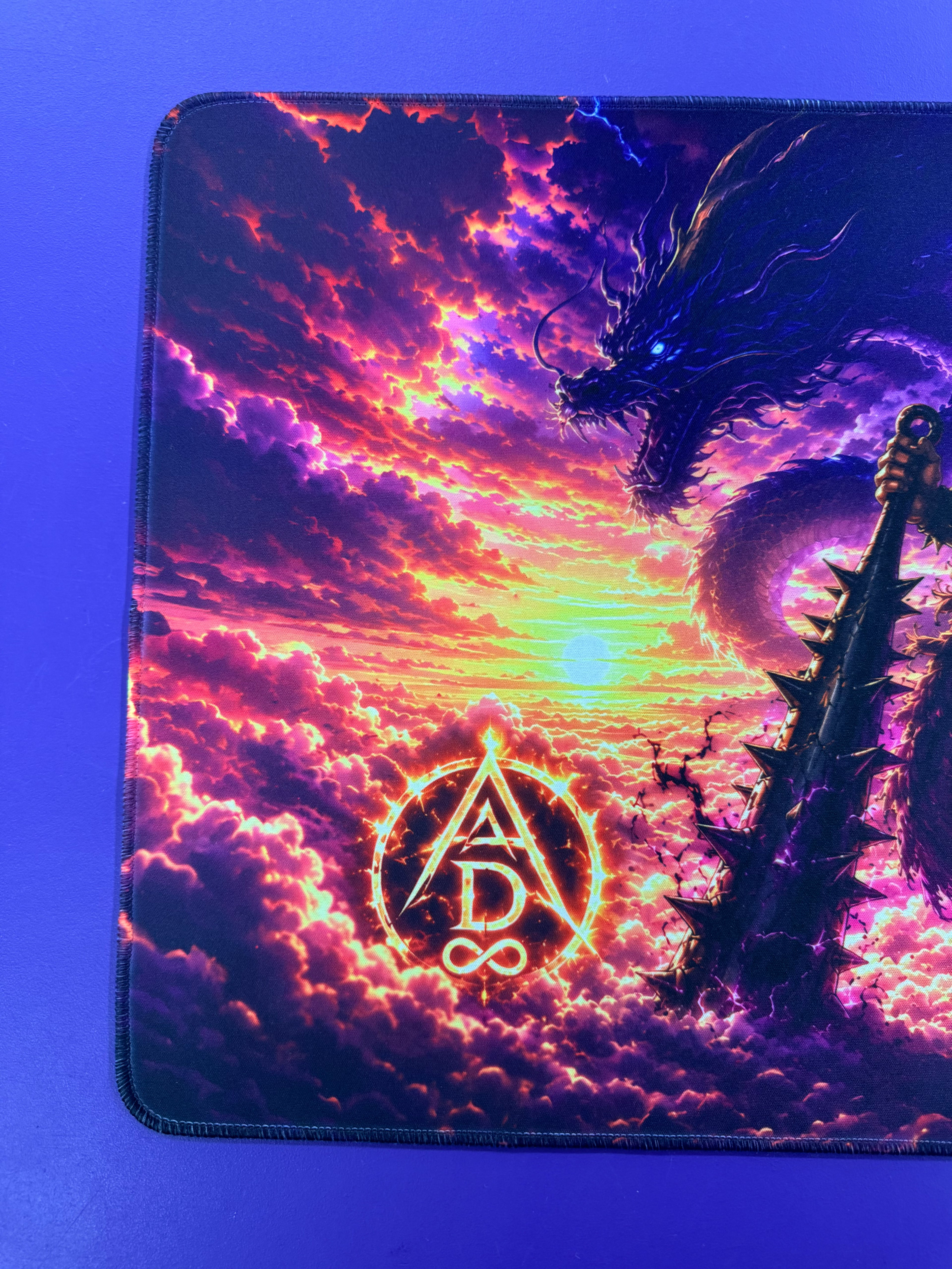 Emperor of the Beast Anime Playmat Purple Dragon TCG Gaming Mat Stitched Desk Mat Anime Gift