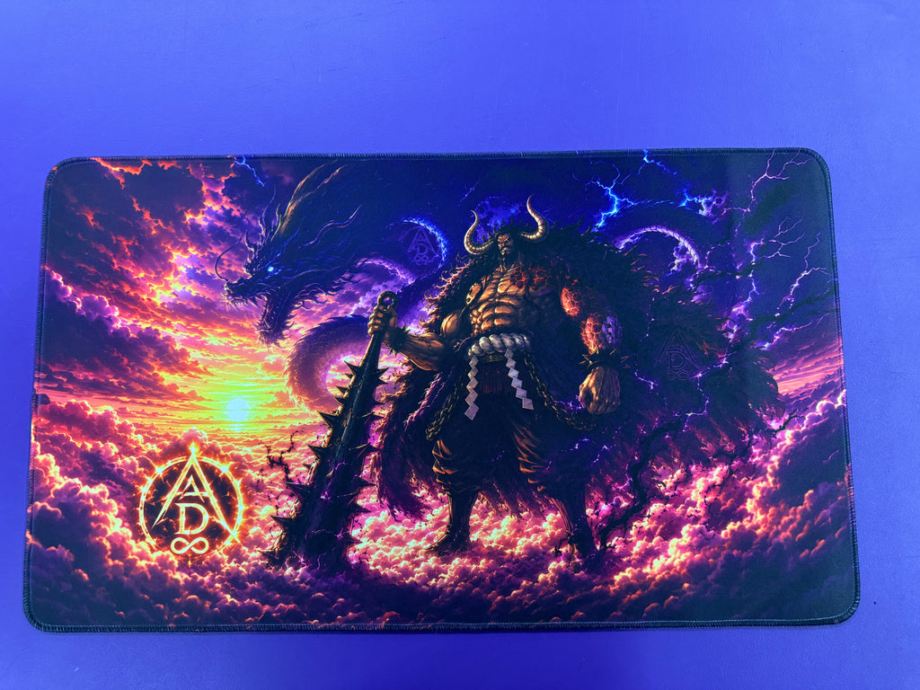 Emperor of the Beast Anime Playmat Purple Dragon TCG Gaming Mat Stitched Desk Mat Anime Gift