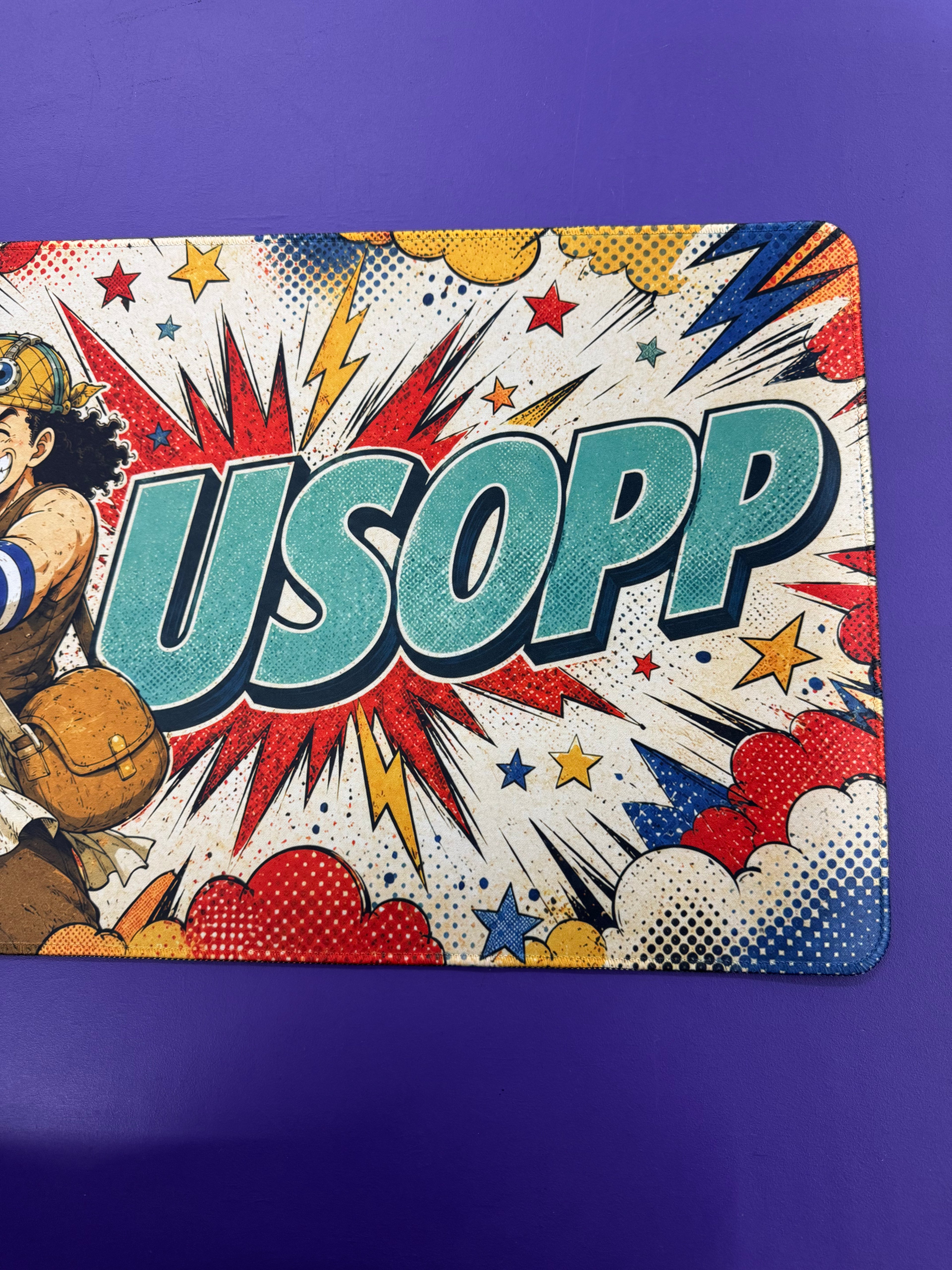 Retro Comic Anime Playmat Brave Sharpshooter TCG Gaming Mat Stitched Desk Mat Anime Gift