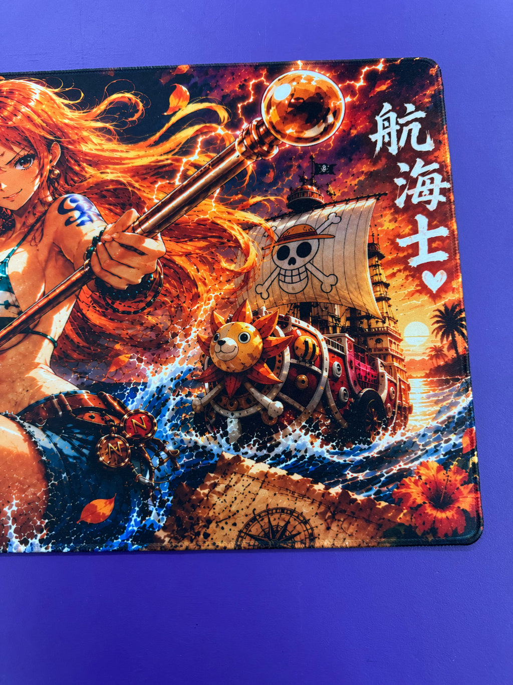 Storm born Navigator Anime Playmat One Piece TCG Stitched Gaming Desk Mat Anime Gift for Boyfriend Girlfriend