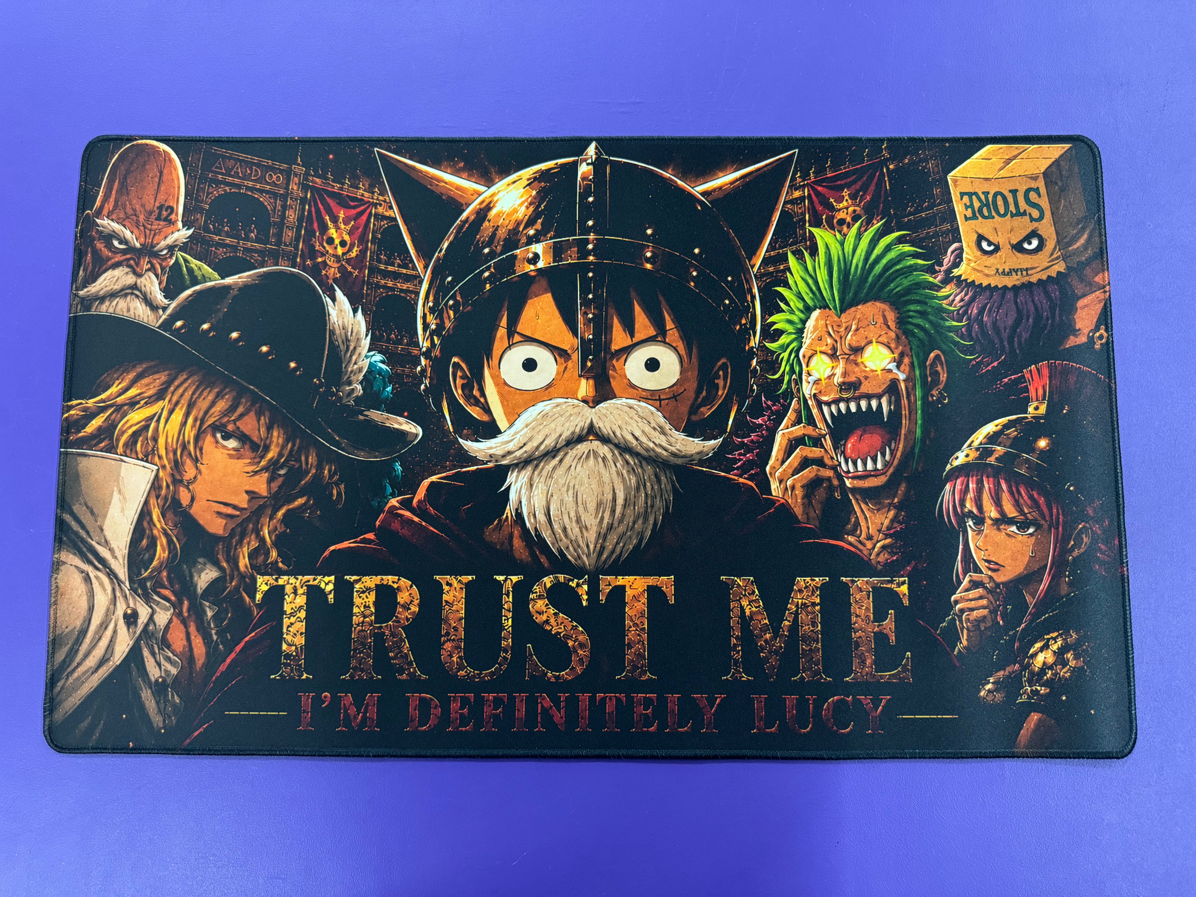 Trust Me Im Definitely Lucy Anime Playmat TCG Gaming Mat Stitched Anime Gift for friend