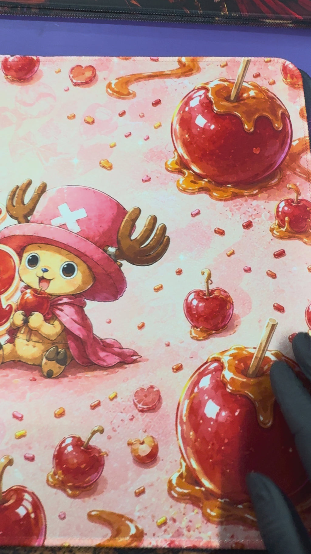 Sugar Rush Candy Apple Anime Playmat Pink Kawaii 24x14 Stitched TCG Gaming Mat