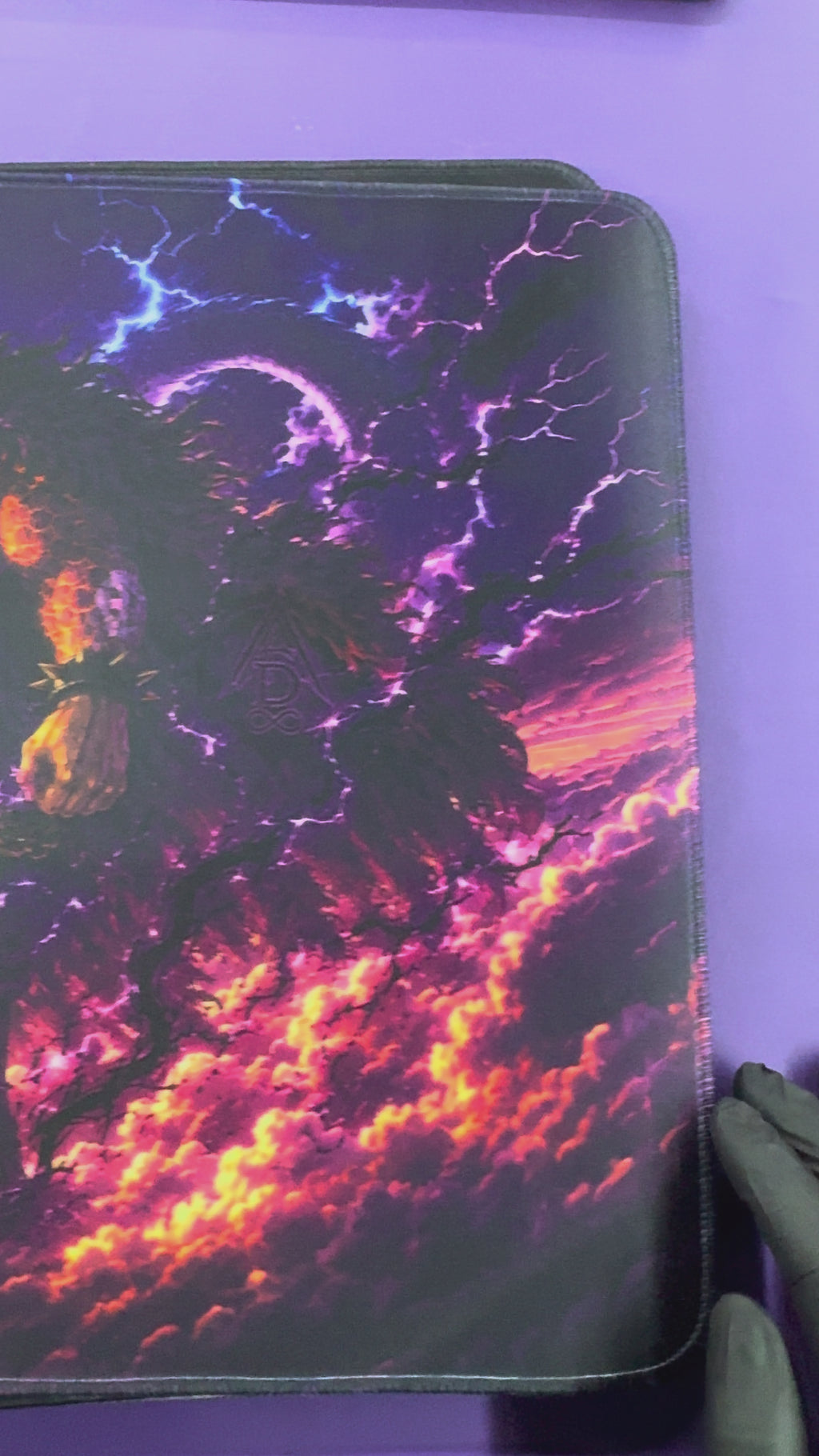 Emperor of the Beast Anime Playmat Purple Dragon TCG Gaming Mat Stitched Desk Mat Anime Gift