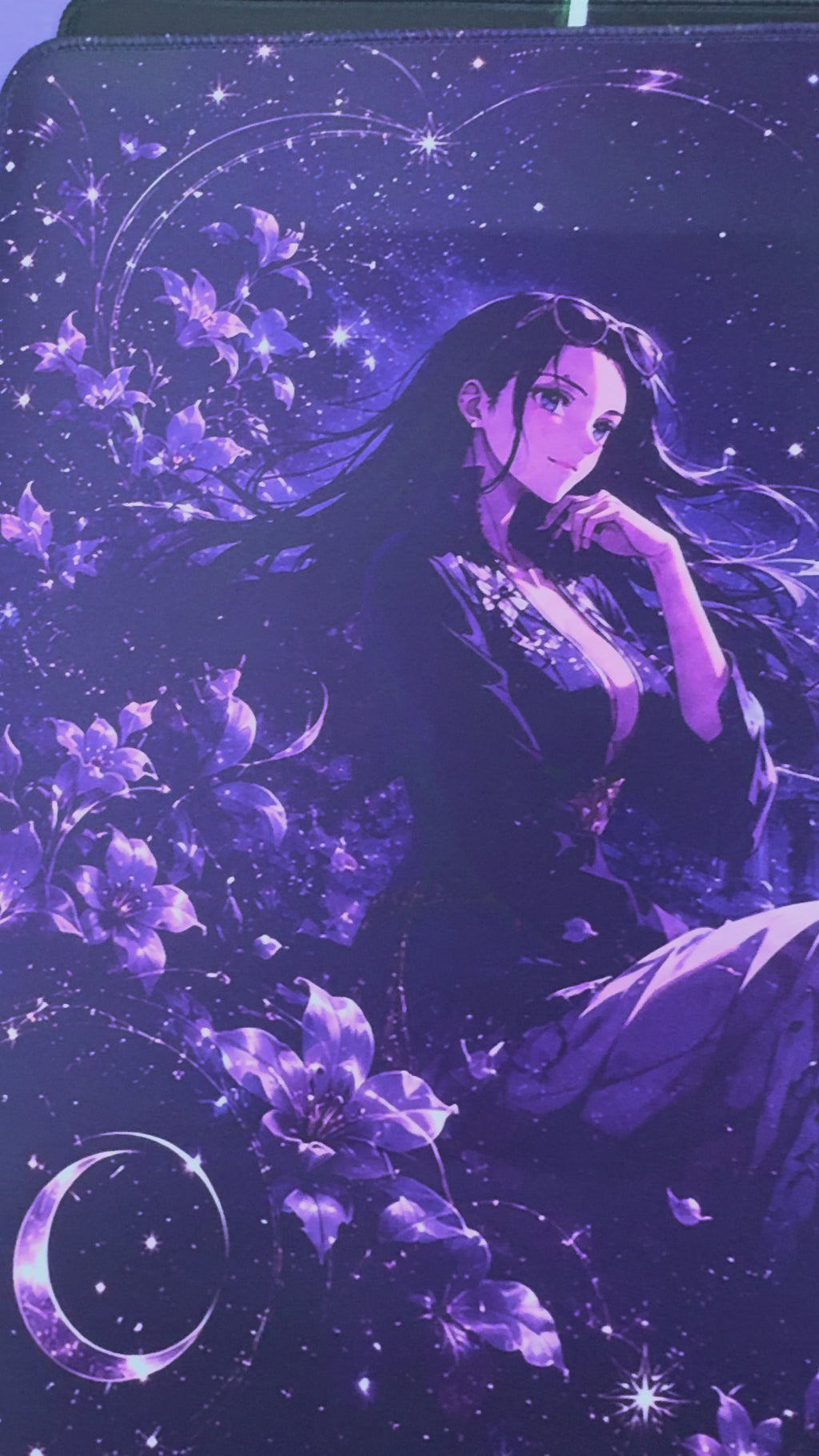 Celestial Elegance  Cosmic Anime Playmat Purple Galaxy 24x14 Stitched TCG Gaming Mat