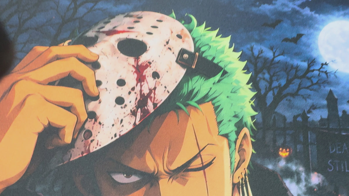 Night of the Blades Halloween Anime Playmat 24x14 Stitched TCG Gaming Mat Horror Collector Edition