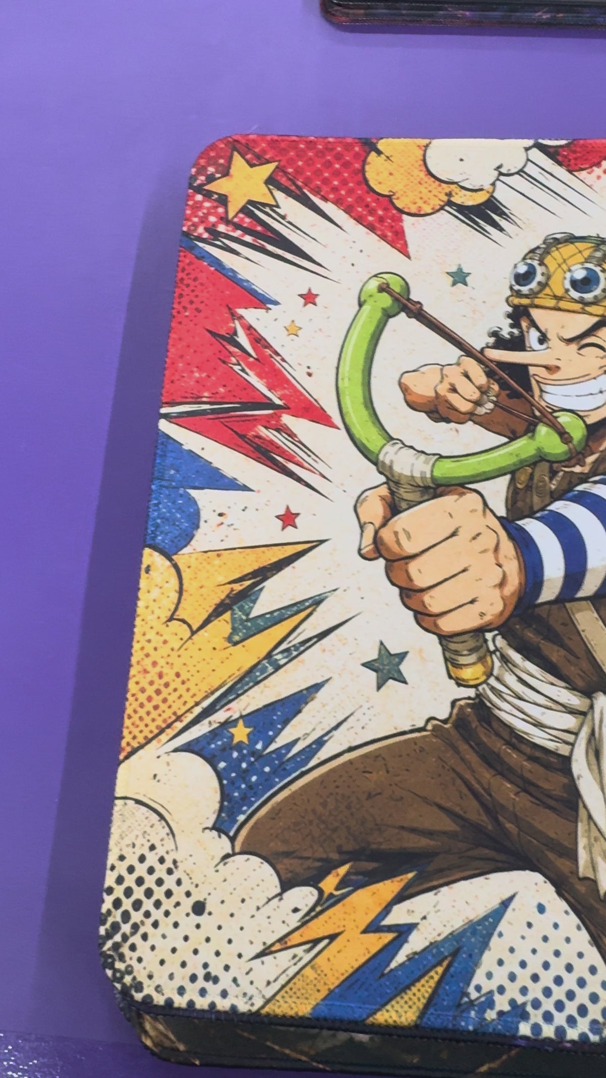 Retro Comic Anime Playmat Brave Sharpshooter TCG Gaming Mat Stitched Desk Mat Anime Gift