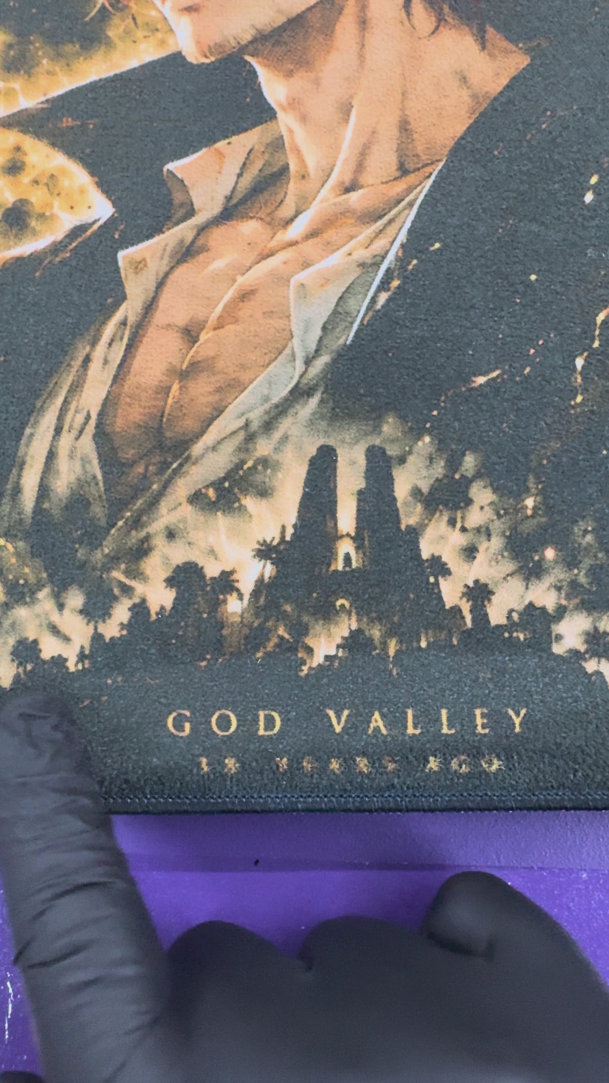 Red Haired Emperor God Valley Anime Micro Velvet Playmat Black Gold 24x14 Premium Stitched TCG Gaming Mat